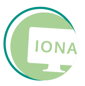 IONA Icon auf rundem, grünem Hintergrund