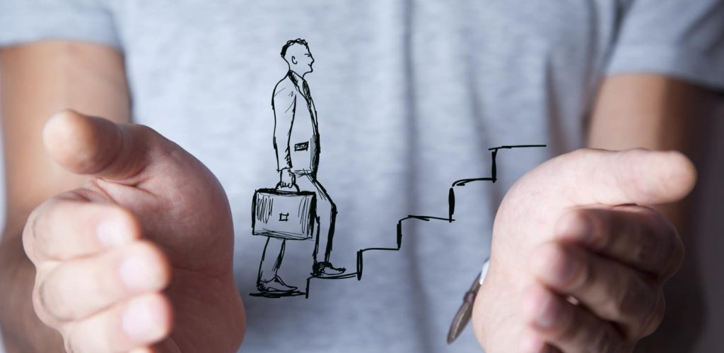 human hand drawing career ladder with chalk human hand drawing career ladder with chalk